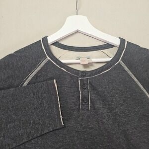 Carbon 2 Cobalt Long Sleeve Henley Shirt Gray Cotton Men's XL Casual Distressed